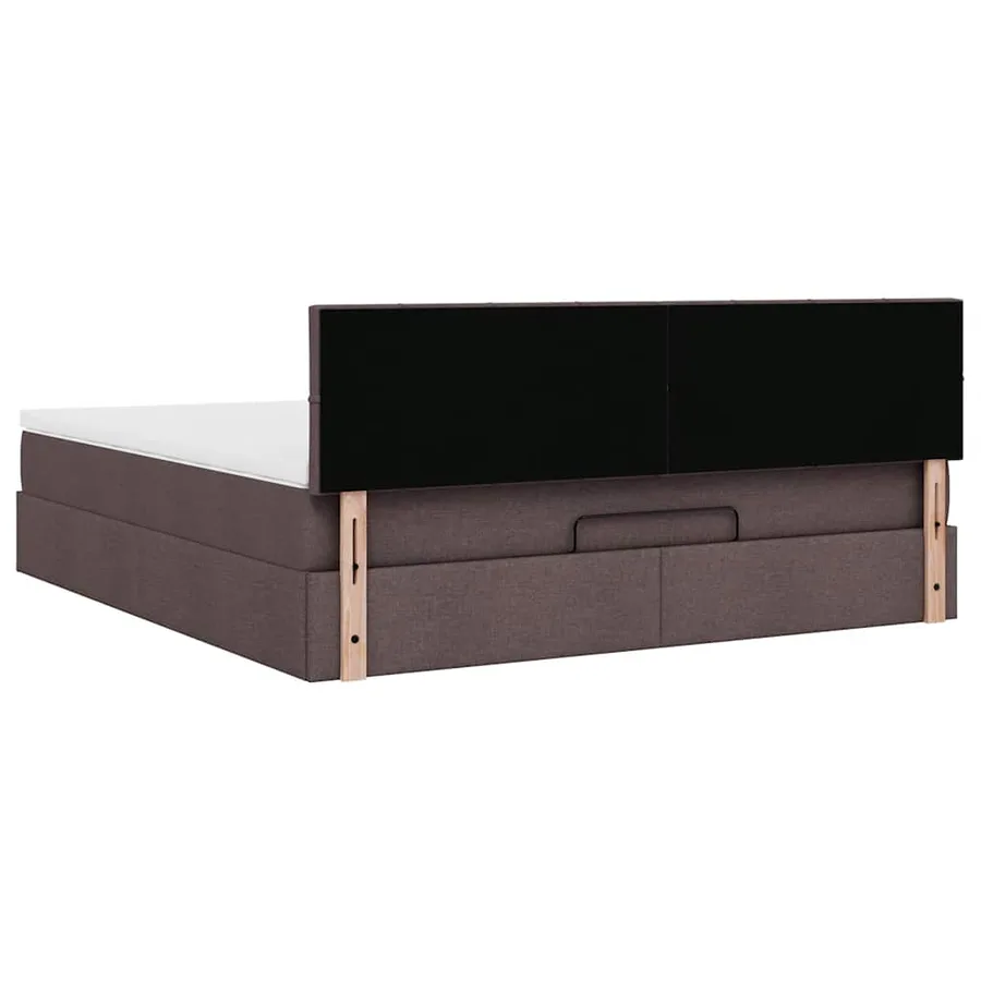 Cadre de lit ottoman avec matelas marron foncé 180x200 cm tissu - 11