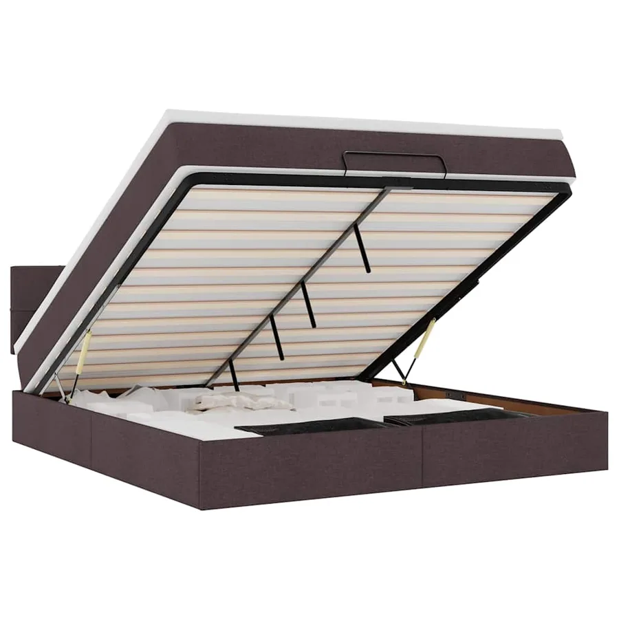 Cadre de lit ottoman avec matelas marron foncé 180x200 cm tissu - 2