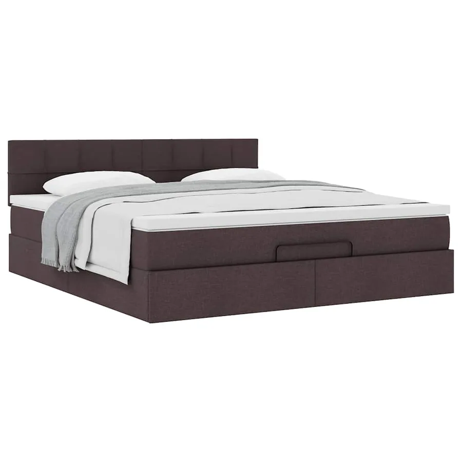 Cadre de lit ottoman avec matelas marron foncé 180x200 cm tissu - 5