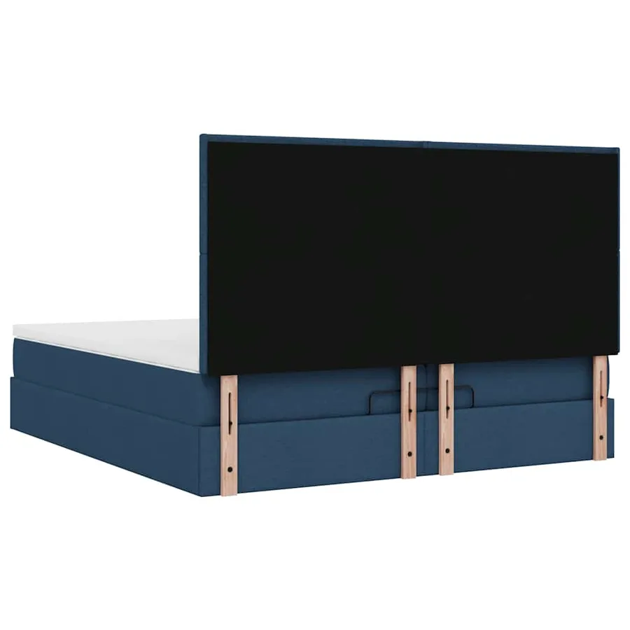 Cadre de lit ottoman avec matelas bleu 200x200cm tissu - 12