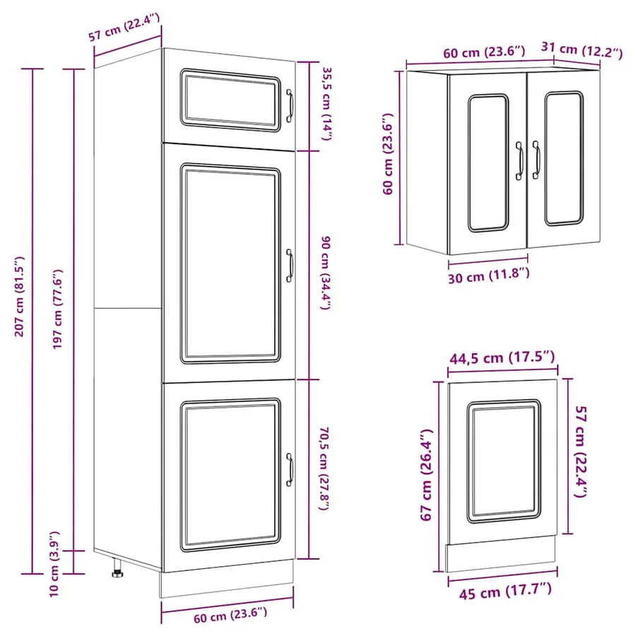 Ensemble d'armoires cuisine 8pcs Kalmar blanc bois d'ingénierie - 10
