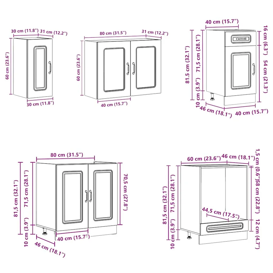 Ensemble d'armoires cuisine 8pcs Kalmar blanc bois d'ingénierie - 9