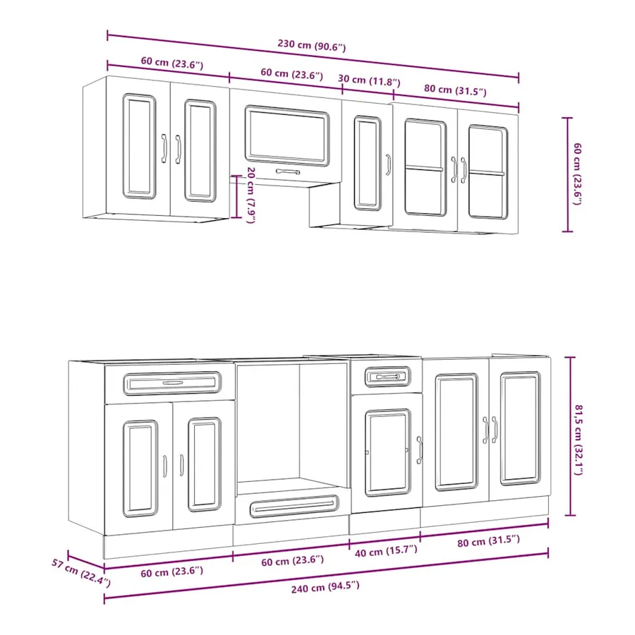 Ensemble d'armoires de cuisine 8 pcs Kalmar bois d'ingénierie - 9