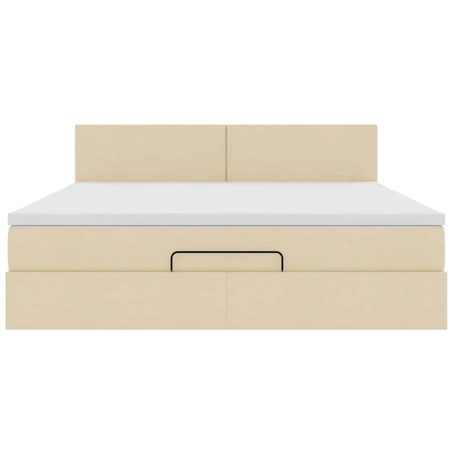 Cadre de lit ottoman avec matelas crème 180x200 cm tissu - 7