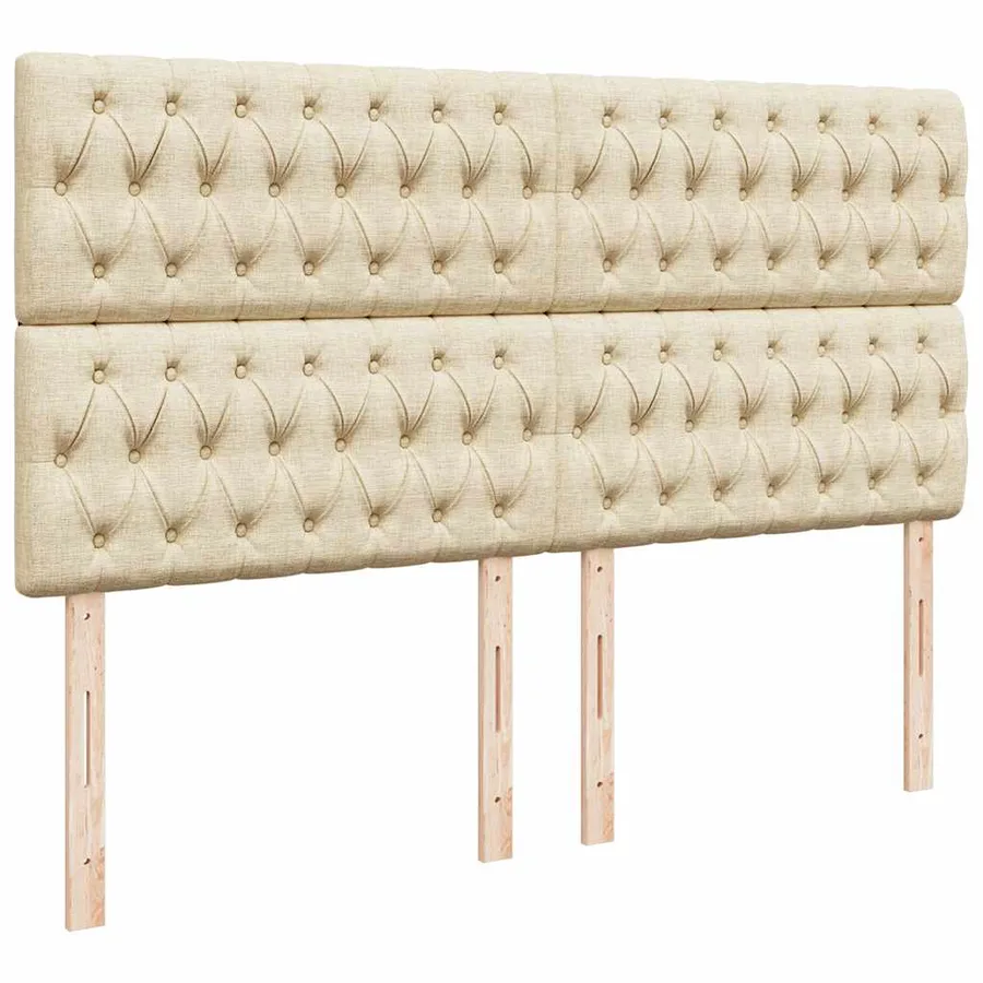 Cadre de lit ottoman avec matelas crème 200x200cm tissu - 10
