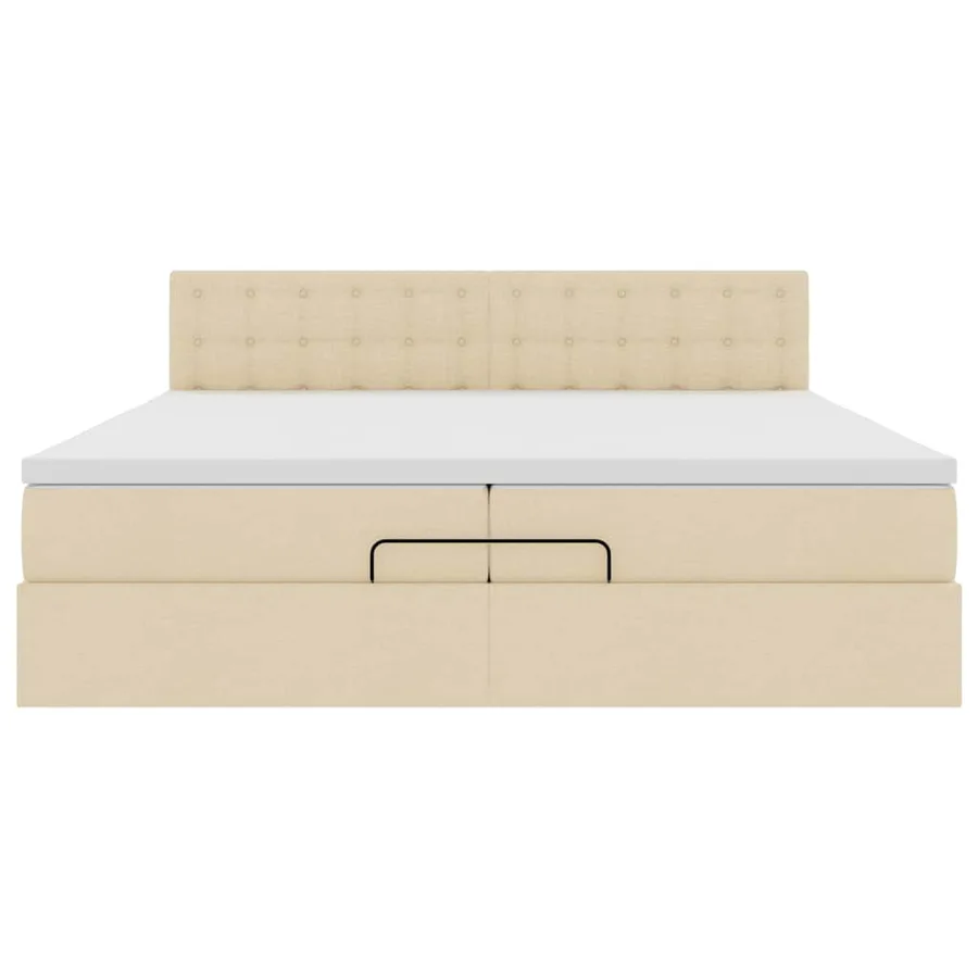 Cadre de lit ottoman avec matelas crème 200x200 cm tissu - 7
