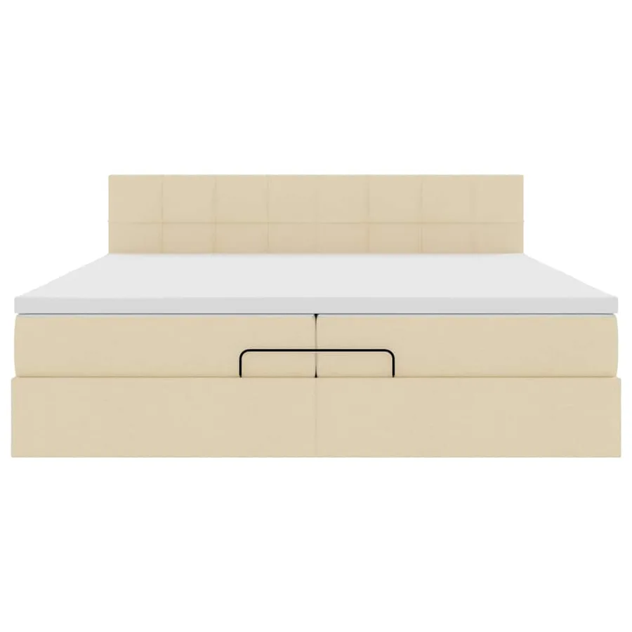 Cadre de lit ottoman avec matelas crème 200x200 cm tissu - 7