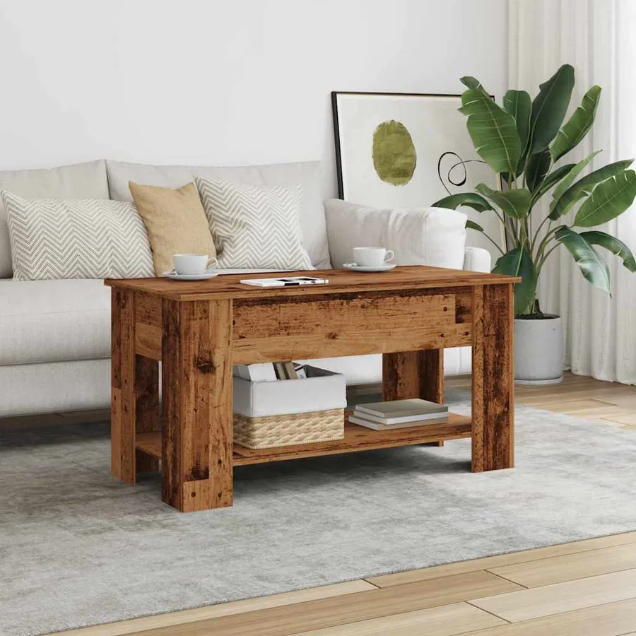 Table basse vieux bois 101x49x52 cm bois d'ingénierie - 3
