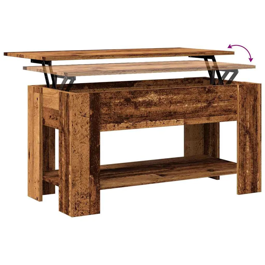 Table basse vieux bois 101x49x52 cm bois d'ingénierie - 9