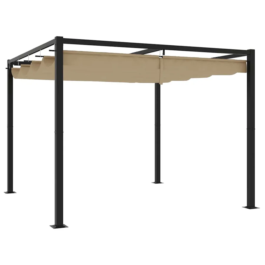 Tonnelle de jardin avec toit rétractable taupe 3x3 m acier - 5