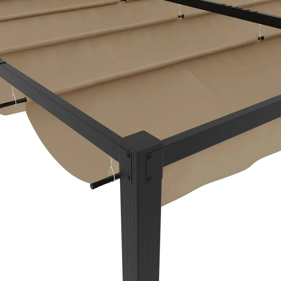 Tonnelle de jardin avec toit rétractable taupe 3x3 m acier - 7