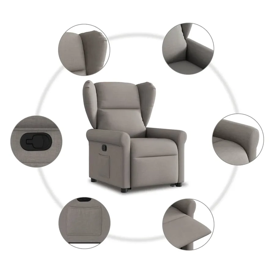 Fauteuil inclinable taupe tissu - 10
