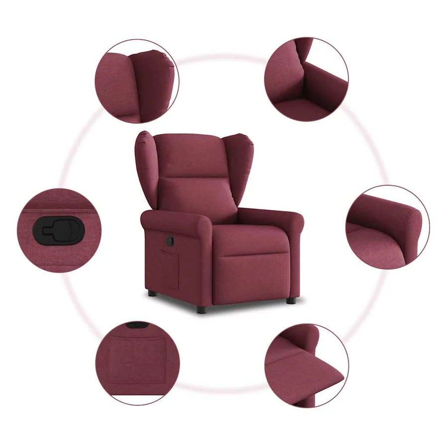 Fauteuil inclinable Rouge bordeaux Tissu - 7