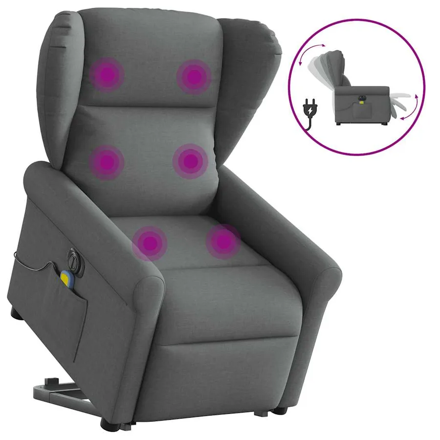Fauteuil inclinable de massage électrique Gris foncé Tissu - 10