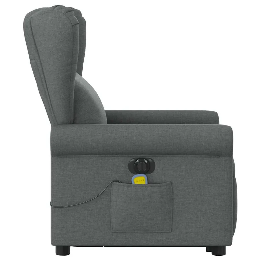 Fauteuil inclinable de massage électrique Gris foncé Tissu - 5