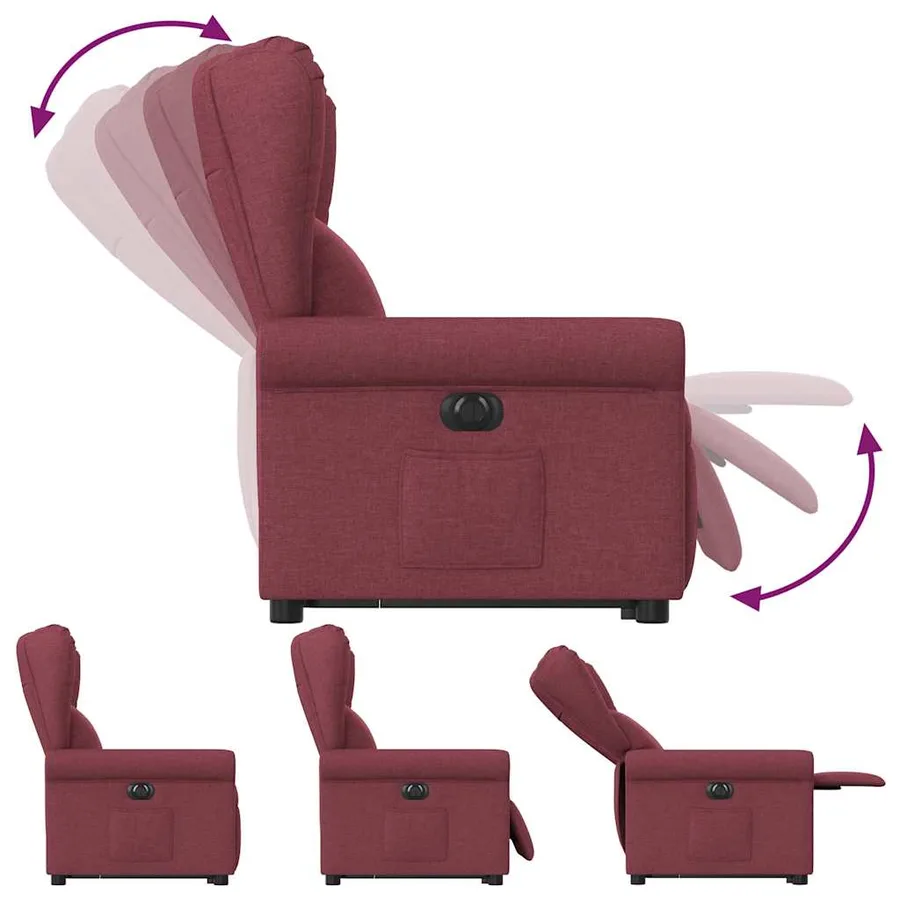 Fauteuil inclinable électrique rouge bordeaux tissu - 9