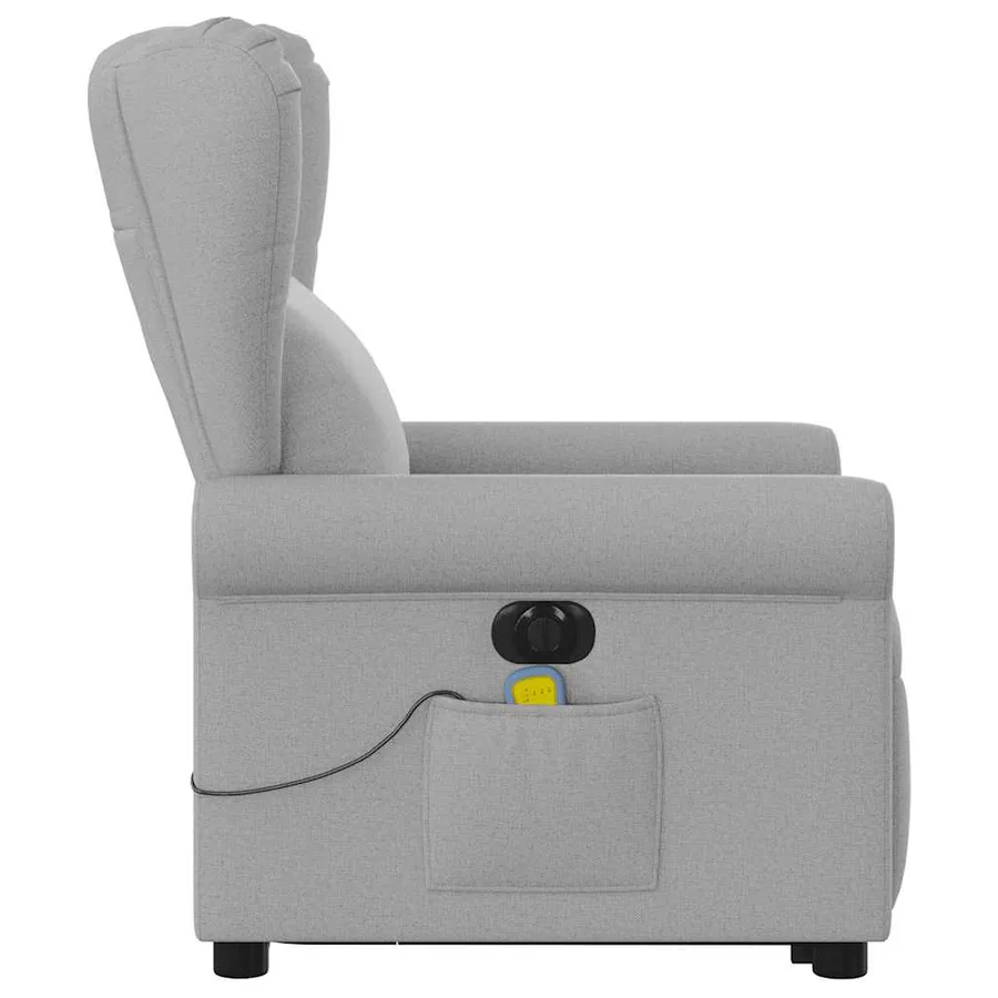 Fauteuil inclinable de massage électrique gris nuage tissu - 5