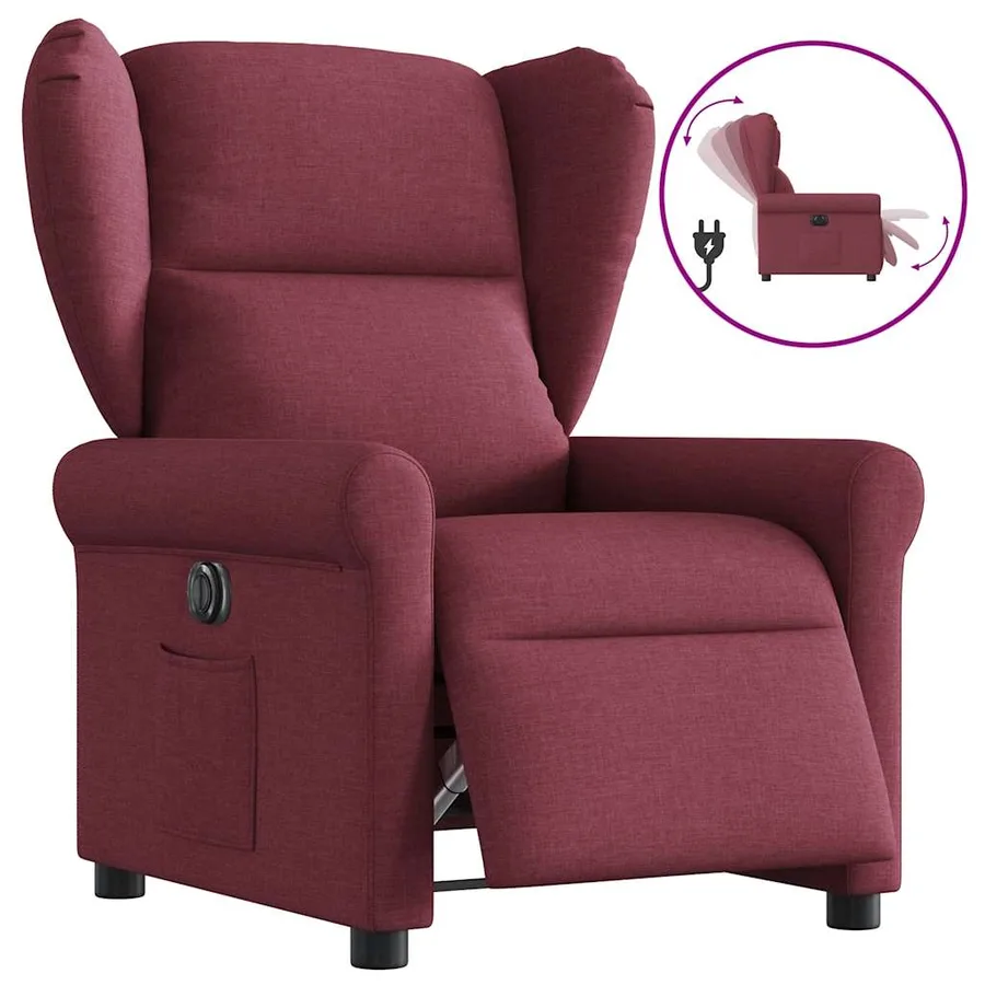 Fauteuil inclinable électrique Rouge bordeaux Tissu - 9
