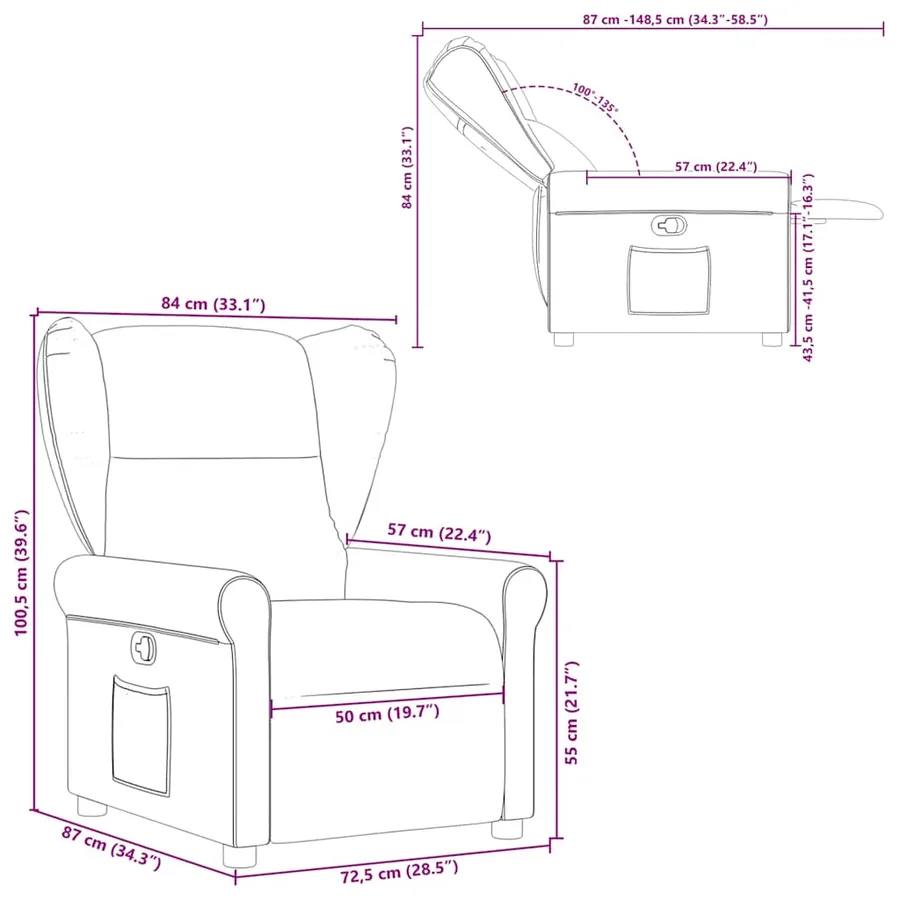 Fauteuil inclinable gris nuage tissu - 12