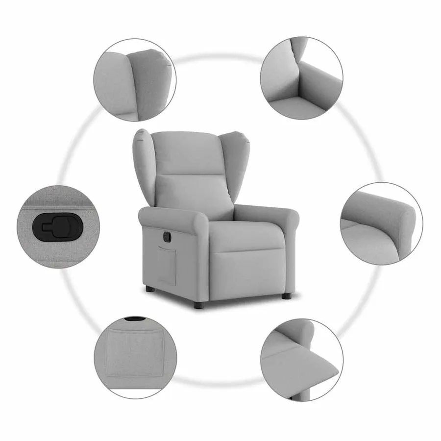 Fauteuil inclinable gris nuage tissu - 7