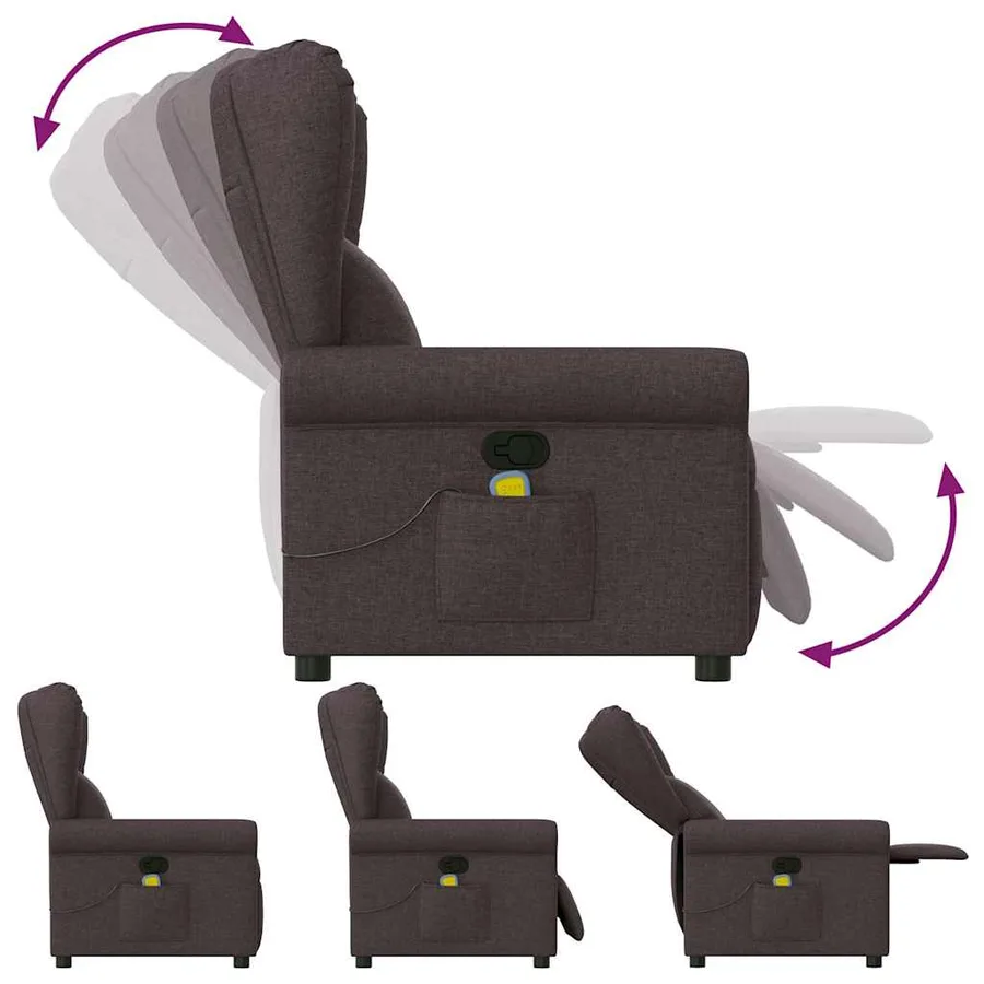 Fauteuil de massage inclinable Marron foncé Tissu - 6