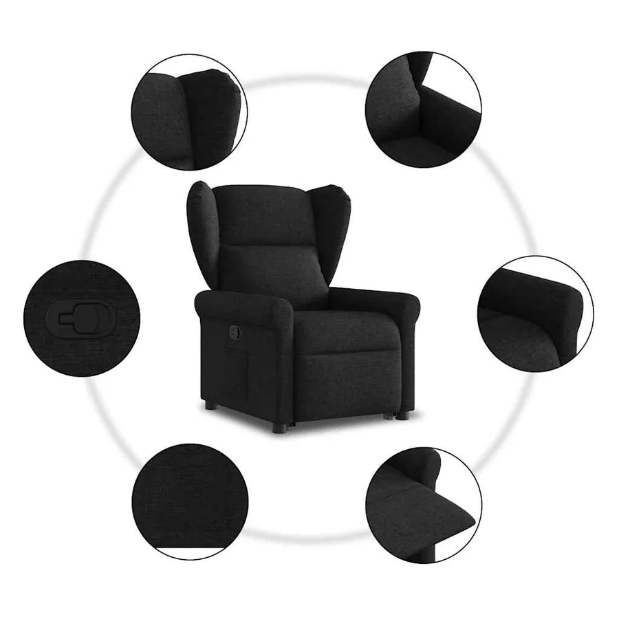 Fauteuil inclinable noir tissu - 10