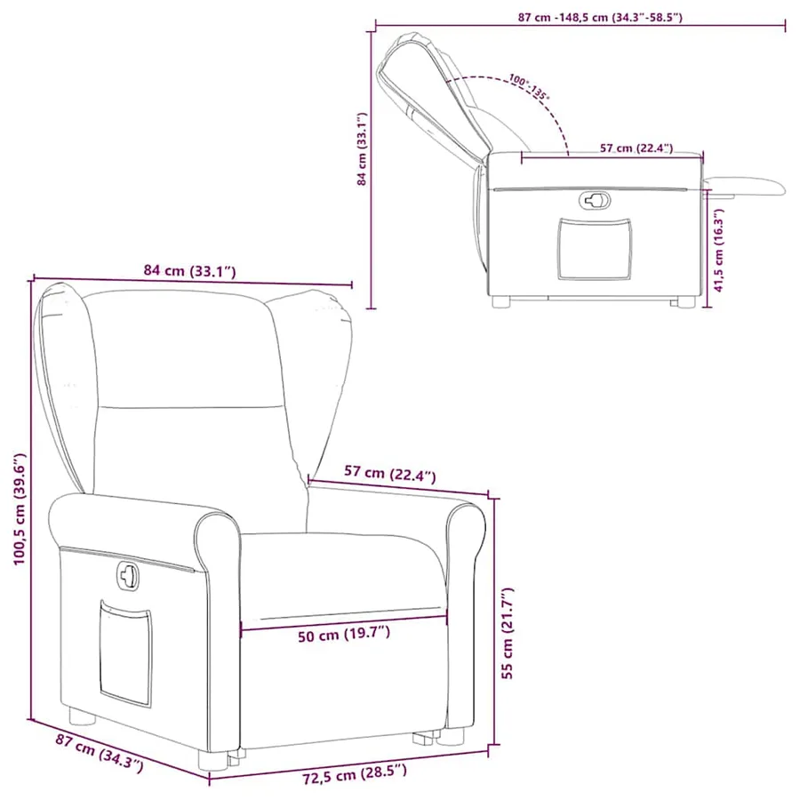 Fauteuil inclinable noir tissu - 15