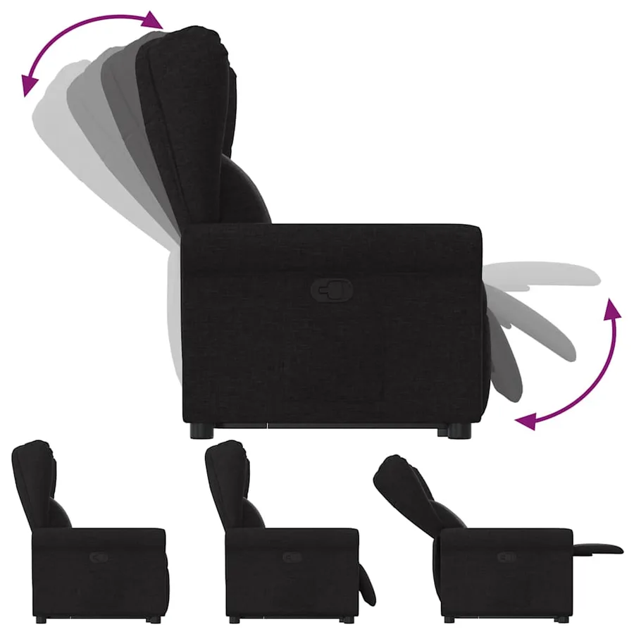 Fauteuil inclinable noir tissu - 7