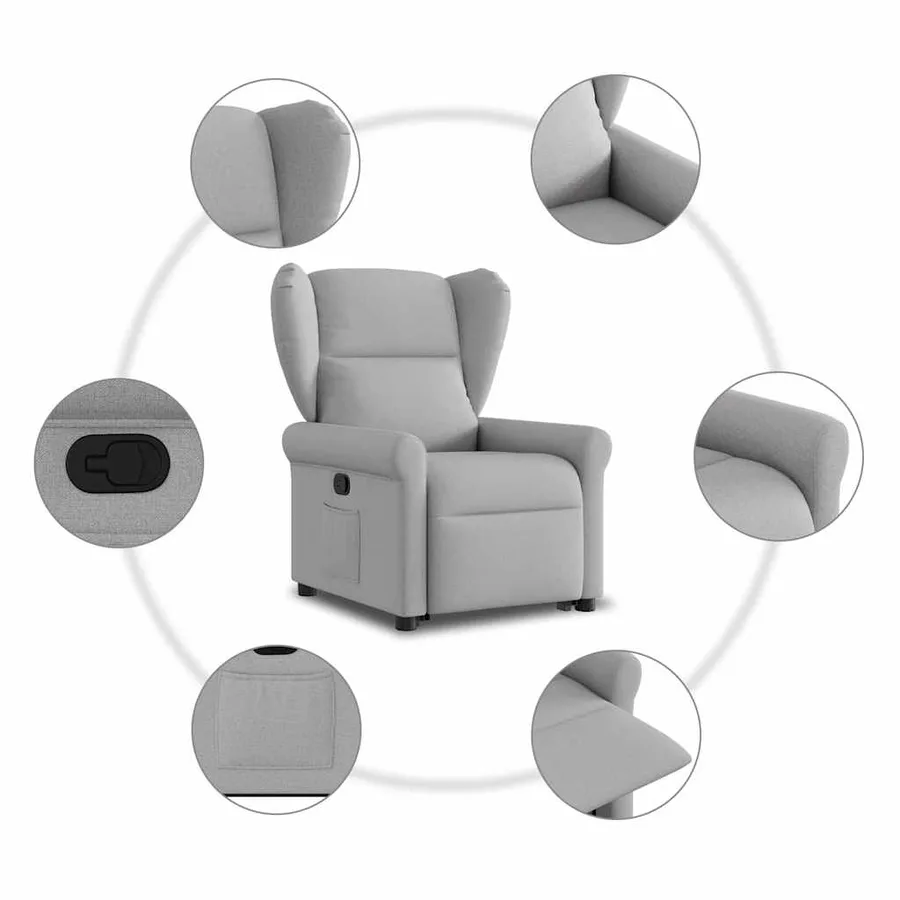 Fauteuil inclinable gris nuage tissu - 10
