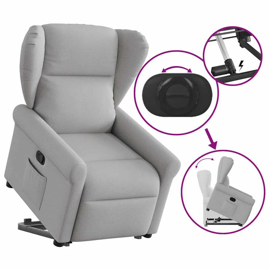 Fauteuil inclinable gris nuage tissu - 8