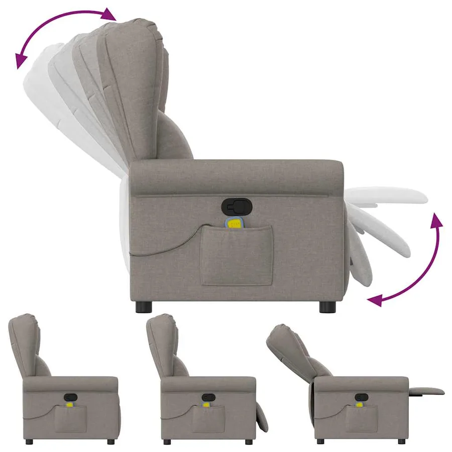 Fauteuil de massage inclinable Taupe Tissu - 6