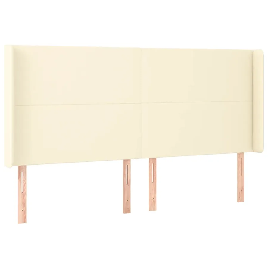 Tête de lit avec oreilles Crème 163x16x118/128 cm Similicuir - 2