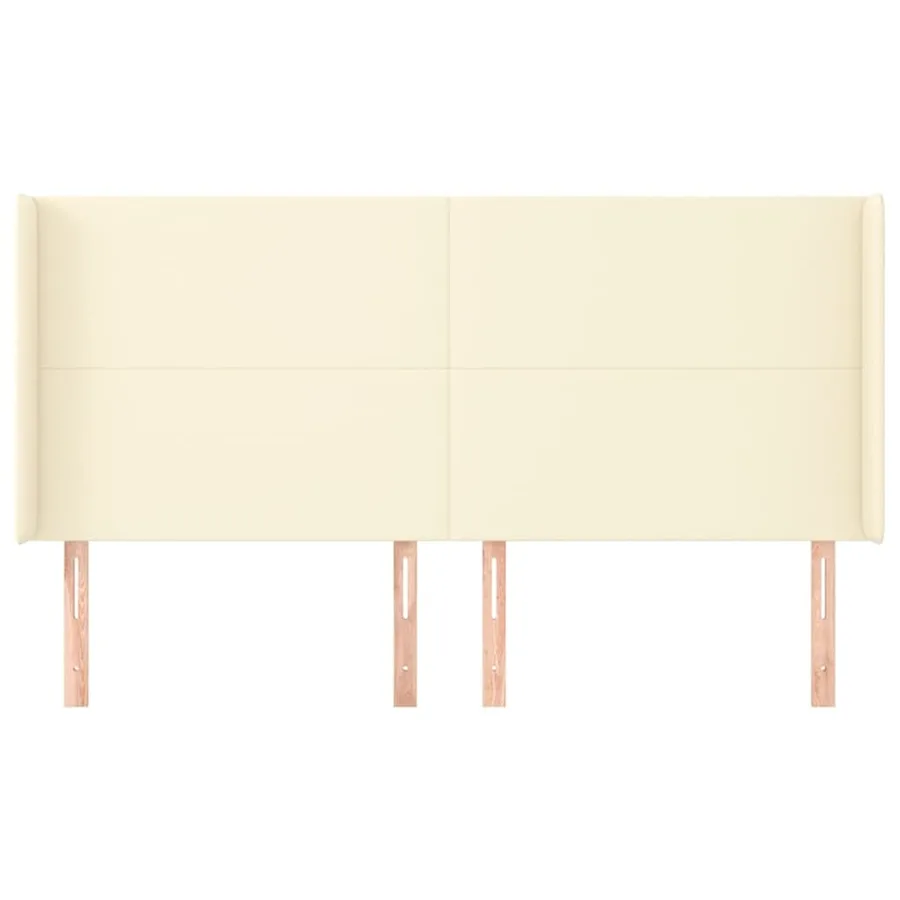 Tête de lit avec oreilles Crème 163x16x118/128 cm Similicuir - 3