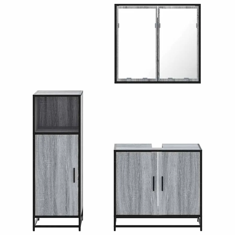 Ensemble de meubles de salle de bain 3 pcs Sonoma gris - 5