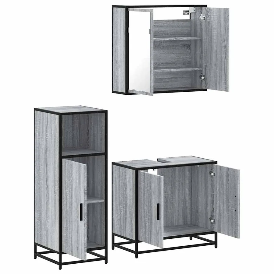 Ensemble de meubles de salle de bain 3 pcs Sonoma gris - 6