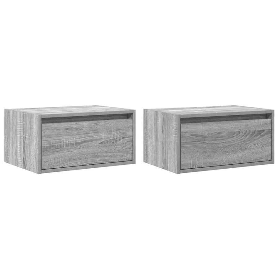 Tables de chevet murales avec lumières LED 2 pcs sonoma gris - 3