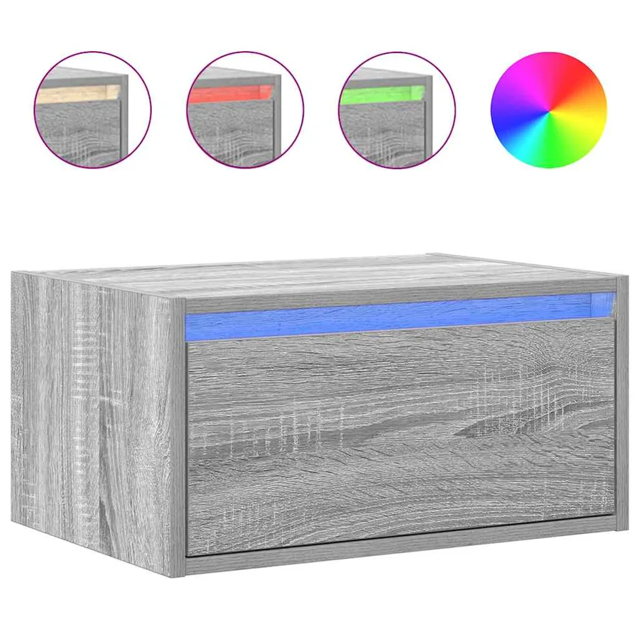 Tables de chevet murales avec lumières LED 2 pcs sonoma gris - 6