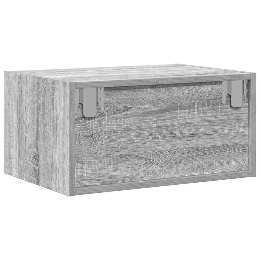Tables de chevet murales avec lumières LED 2 pcs sonoma gris - 9