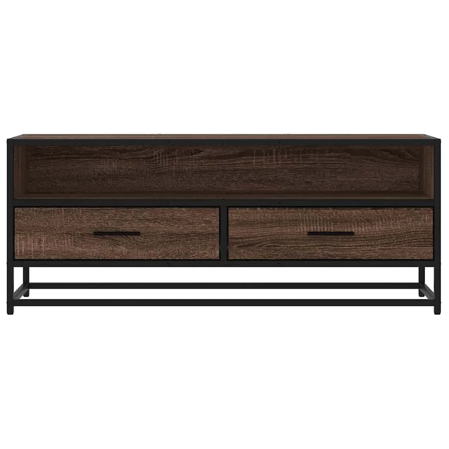 Meuble TV chêne marron 100x34,5x40cm bois d'ingénierie et métal - 4