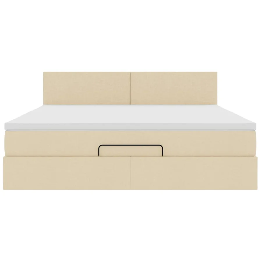 Cadre de lit ottoman avec matelas crème 160x200 cm tissu - 7