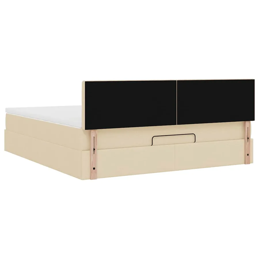 Cadre de lit ottoman avec matelas crème 160x200 cm tissu - 11