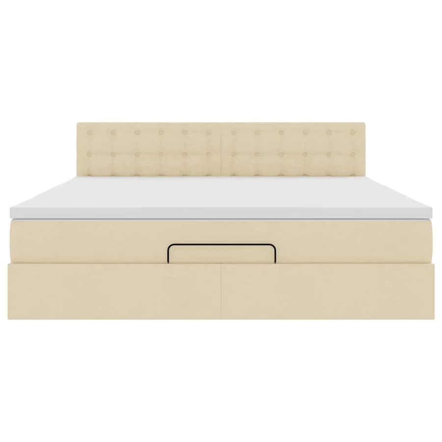 Cadre de lit ottoman avec matelas crème 160x200 cm tissu - 7