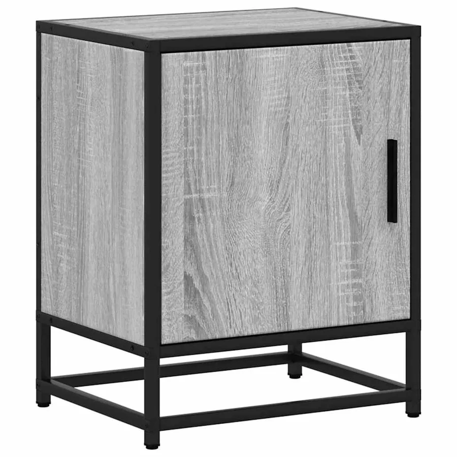 Table de chevet sonoma gris 40x31x50 cm bois d'ingénierie métal - 2