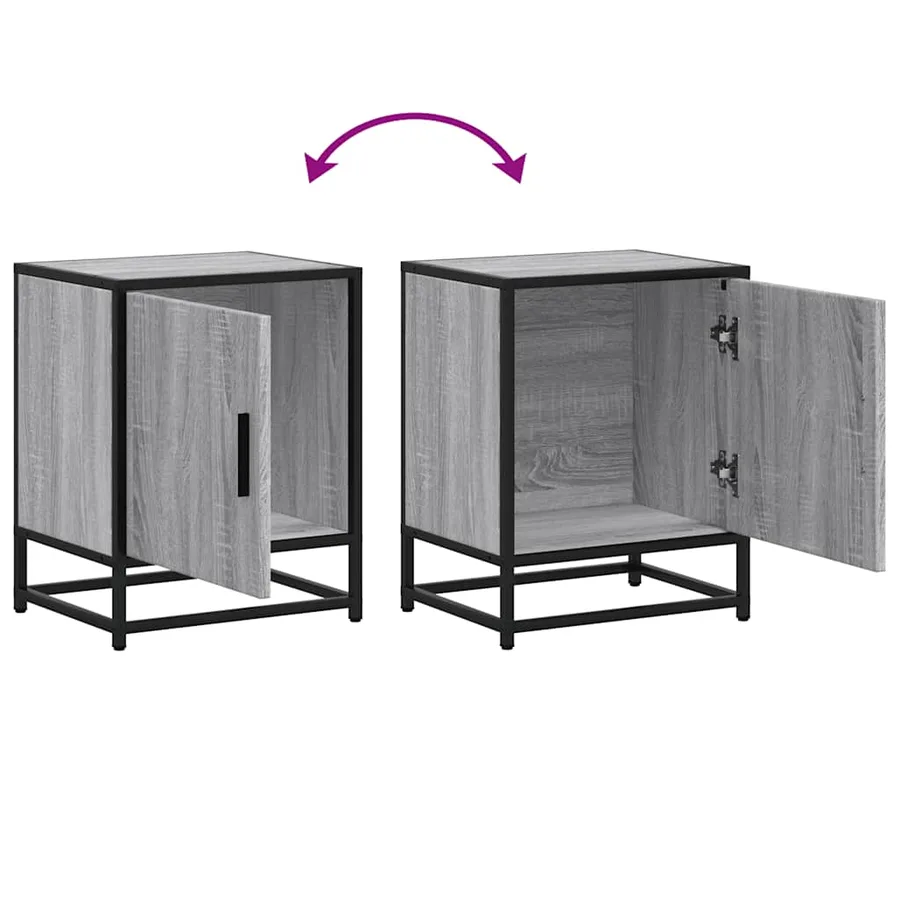 Table de chevet sonoma gris 40x31x50 cm bois d'ingénierie métal - 9