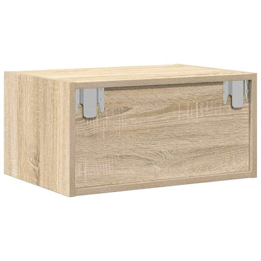 Table de chevet murale avec lumières LED chêne sonoma - 9