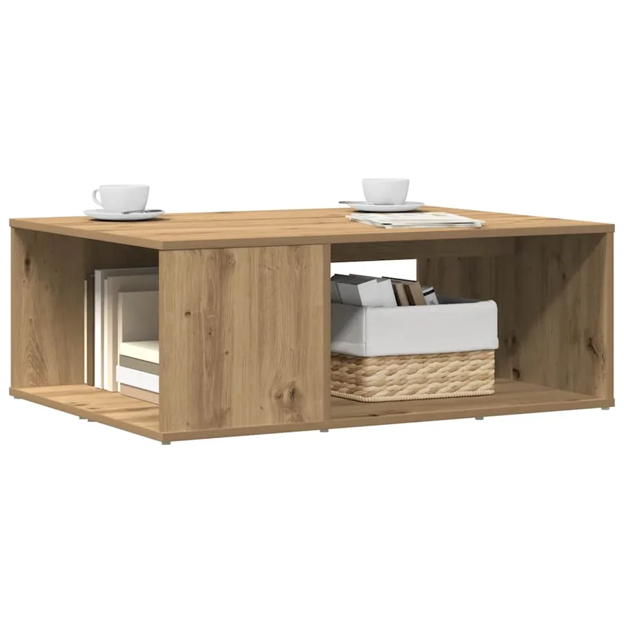 Table basse chêne artisanal 90x67x33 cm bois d'ingénierie - 3