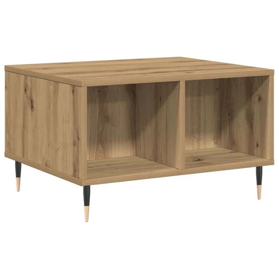 Table basse chêne artisanal 60x50x36,5 cm bois d'ingénierie - 2