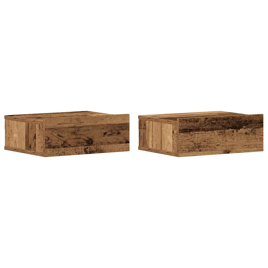 Tables de chevet flottantes 2 pcs vieux bois bois d'ingénierie - 2