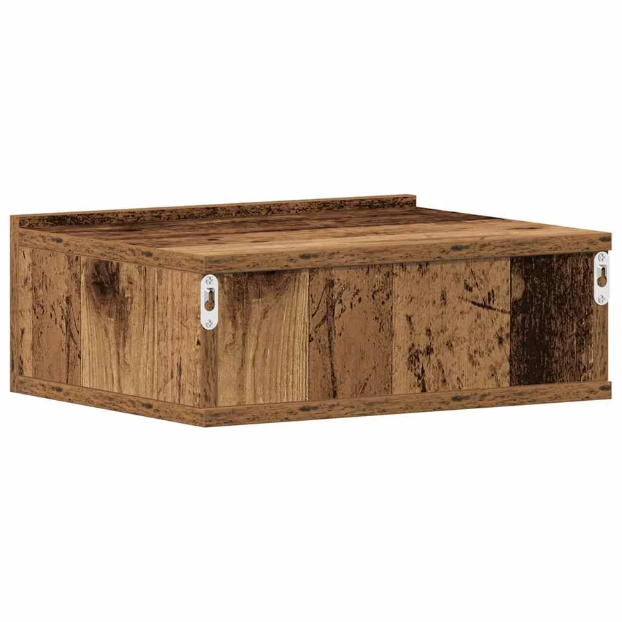 Tables de chevet flottantes 2 pcs vieux bois bois d'ingénierie - 9
