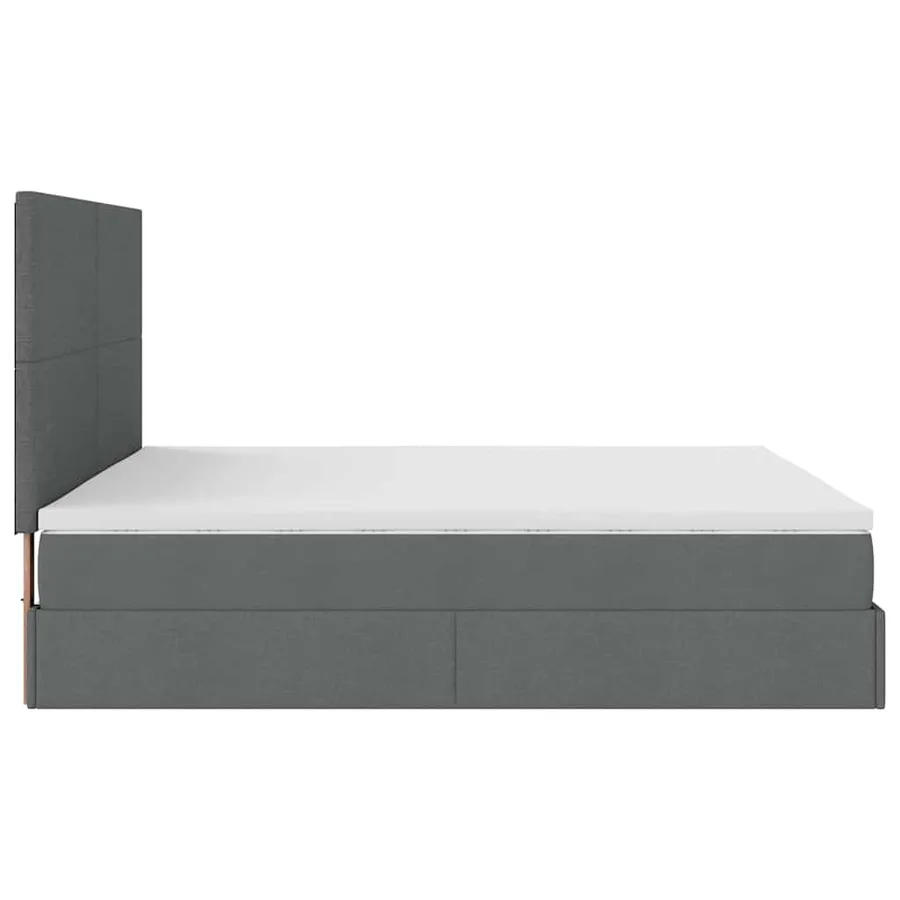 Cadre de lit ottoman avec matelas gris foncé 180x200 cm tissu - 10